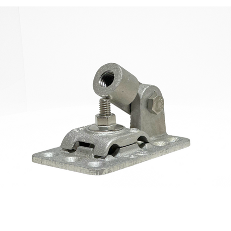 Cast Aluminum Base, with a swiveling head and holes designed for adhesive or anchors. Dimensions are 3-1/2” x 2” X3-3/4” Lightning Protection Equipment UL-Listed Lightning Rod Lightning Conductor Electrical Grounding System Surge arrestor Lightning Rod Lightning Protection NFPA 780 LPI 175 UL96A