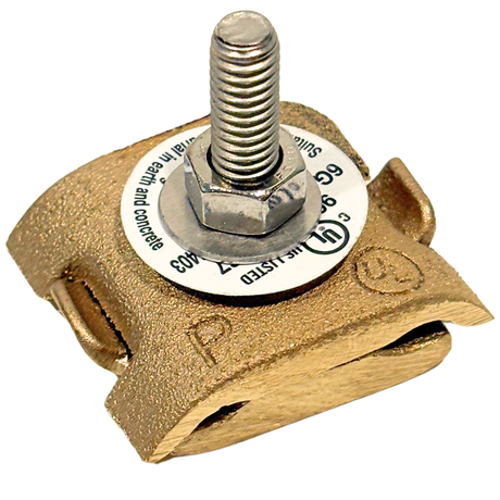 Copper Bolted Parallel Splicer, Copper Parallel Splicer, Lightning Protection Parallel Splicer, Copper Conductor Splicer, Lightning Protection Cable Clamp, Copper Cable Connector, Parallel Conductor Clamp, Lightning Rod Cable Connector, Copper Grounding Connector, Lightning Protection Hardware, UL Listed