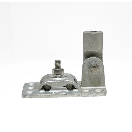 Cast Aluminum Base, with a swiveling head and holes designed for adhesive or anchors. Dimensions are 3-1/2” x 2” X3-3/4” Lightning Protection Equipment UL-Listed Lightning Rod Lightning Conductor Electrical Grounding System Surge arrestor Lightning Rod Lightning Protection NFPA 780 LPI 175 UL96A