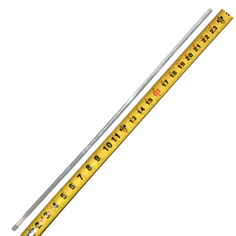 “Length measurement of the 24-inch long Tinned Copper Air Terminal by American Rod Company, showcasing its adequacy for buildings up to 75 feet in height. This image emphasizes the air terminal’s role in electrical grounding materials and systems, certified to meet UL 96A standards and NFPA 780 compliance for optimal lightning protection.”