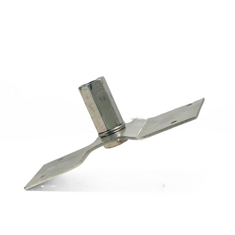 An angled view of the Aluminum Strap Point Base, highlighting its design and construction. The base is expertly engineered to provide a reliable and robust solution for various metal surface applications, making it ideal for Class 2 lightning protection systems.