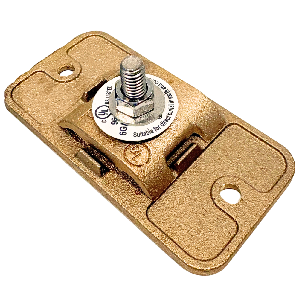 Bronze lay-in lug
Lay-in grounding connector
Bronze conductor clamp
Grounding conductor terminal
Grounding wire lug
Grounding cable clamp
Surface mount grounding lug
Two-hole mounting grounding lug
Bronze bonding connector
Direct burial bonding connector
Grounding terminal with mounting plate
Lightning protection conductor connector
Bronze grounding hardware
Electrical grounding hardware
Grounding electrode connector
Mechanical grounding connector
Grounding and bonding hardware