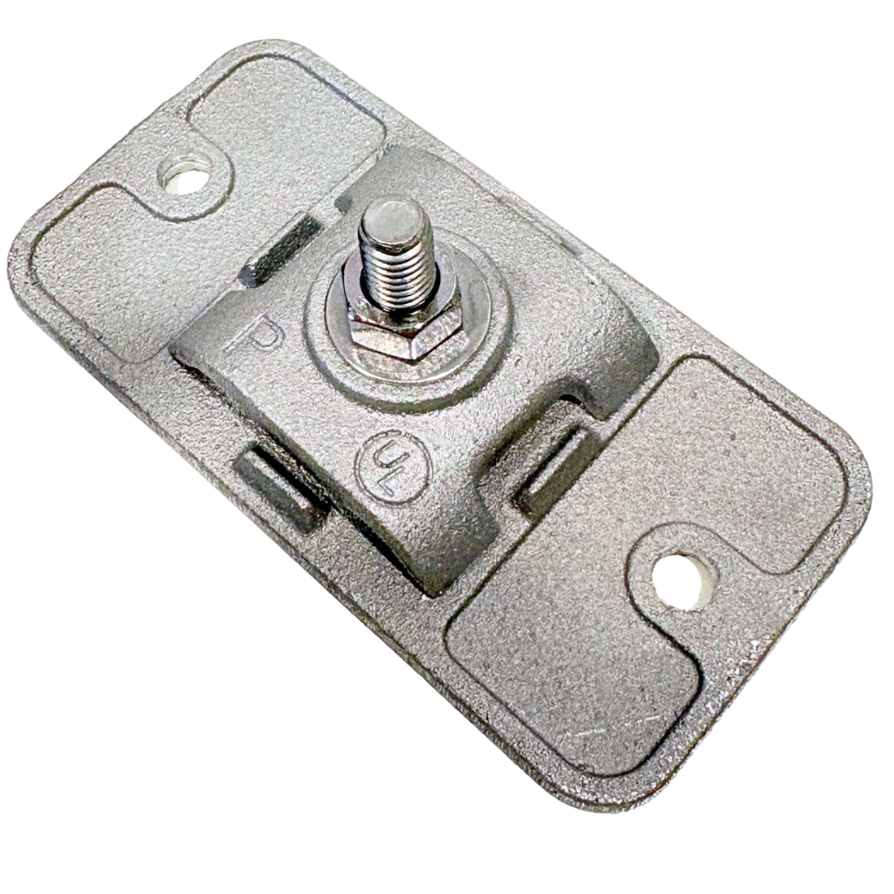 Aluminum lay-in lug
Lay-in grounding connector
Grounding conductor terminal
Lightning protection conductor lug
Aluminum bonding connector
Grounding wire clamp
Grounding cable clamp
Conductor bonding clamp
Surface mount grounding lug
Two-hole mounting grounding lug
Grounding terminal with mounting plate
Aluminum grounding hardware
Lightning protection grounding hardware
Electrical grounding and bonding hardware
Mechanical grounding connector