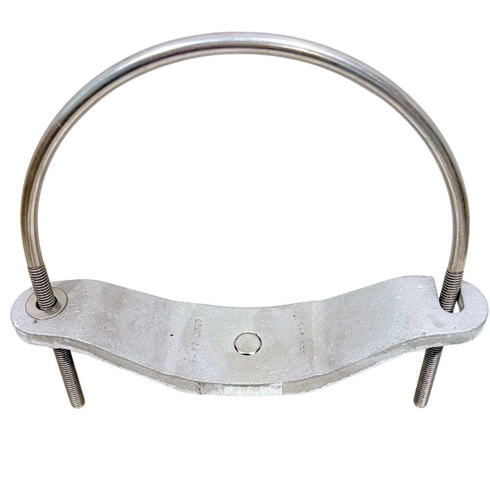 4-1/2 inch pipe grounding clamp
6-5/8 inch pipe clamp
Large diameter pipe bonding clamp
Aluminum U-bolt grounding connector
Round pipe bonding clamp
Metal pipe grounding clamp
Large U-bolt pipe clamp
Lightning conductor pipe clamp
Aluminum lightning protection fitting
Pipe bonding hardware
Grounding conductor clamp