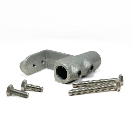 In this photo, American Rod Company’s Aluminum Flue Mount 1/2” is disassembled to show all its components. This specialized air terminal base is designed for use on clay or glazed tile flue liner rims or roof vent pipes on Class 1 structures. It provides a secure and effective lightning protection solution for cylindrical bodies. UL 96A, NFPA 780, and LPI 175 compliant.