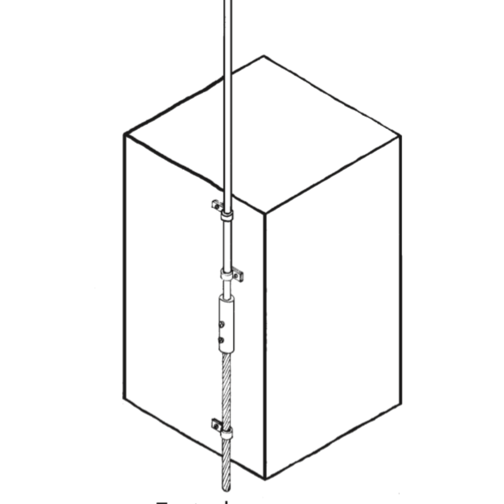 Made from cast aluminum One end is drilled and tapped to accommodate a point or stainless steel threaded rod, while the other end is designed to receive the cable and has two set bolts. Lightning Protection Equipment UL-Listed Lightning Rod Lightning Conductor Electrical Grounding System Surge arrestor Lightning Rod Lightning Protection NFPA 780 LPI 175 UL96A