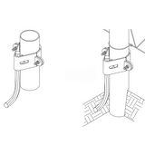 Cast Aluminum Pipe Bonding Clamp for securing main sized cables to pipes. Has 2 stainless steel 1/4” bolts for tension adjustment, rounded cap plates and a rounded insert for securing conductor. measures 4-1/4” x 1-1/2” Lightning Protection Equipment UL-Listed Lightning Rod Lightning Conductor Electrical Grounding System Surge arrestor Lightning Rod Lightning Protection NFPA 780 LPI 175 UL96A