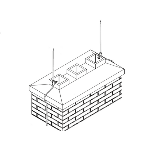 Cast Bronze Copper Flue mount base,  head and clamps designed specifically for Flue mounting with set bolts. Dimensions are 3-1/2” x 2” X3-3/4” Lightning Protection Equipment UL-Listed Lightning Rod Lightning Conductor Electrical Grounding System Surge arrestor Lightning Rod Lightning Protection NFPA 780 LPI 175 UL96A