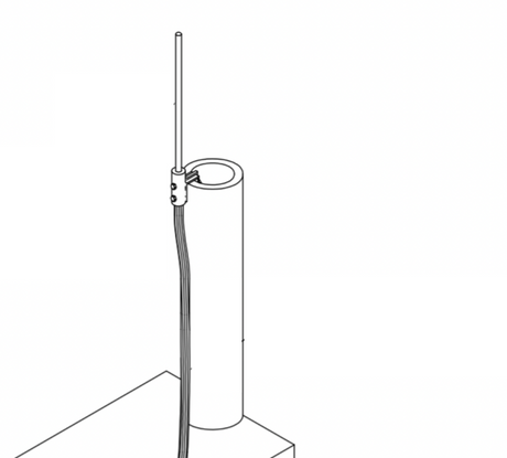 Cast Bronze Copper Flue mount base,  head and clamps designed specifically for Flue mounting with set bolts. Dimensions are 3-1/2” x 2” X3-3/4” Lightning Protection Equipment UL-Listed Lightning Rod Lightning Conductor Electrical Grounding System Surge arrestor Lightning Rod Lightning Protection NFPA 780 LPI 175 UL96A