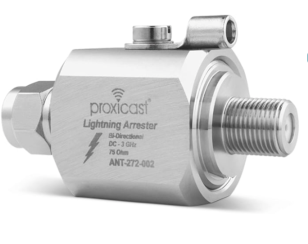 Proxicast Coaxial Lightning Arrester/Suppressor with Male/Female 75 Ohm F Connectors